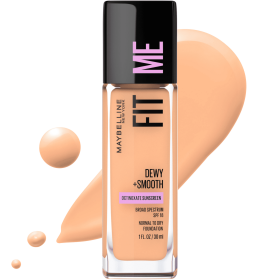 Maybelline Fit Me Dewy and Smooth Liquid Foundation, SPF 18, 130 Buff Beige, 1 fl oz - Maybelline