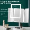 360° Adjust Foldable Makeup Mirror With LED Light Rechargeable Wireless 1-3X Magnifying 3 Tone Light Desktop Vanity Mirror Table - white light - CN
