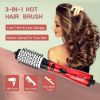 2-in-1 Electric Rotating Curling Comb and Hair Dryer for Salon-Quality Styling at Home - Red