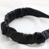 Black PU Leather Pleated Wide Headband Womens Simple Hairband Hair Accessories - Default