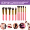 10 pcs makeup brush set  Portable fashion high-end beauty tool set (Pink Golden) with bag - Pink Golden