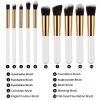 10 pcs makeup brush set  Portable fashion high-end beauty tool set (White  Golden) with bag - White  Golden