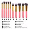 10 pcs makeup brush set  Portable fashion high-end beauty tool set (Pink Golden) with bag - Pink Golden